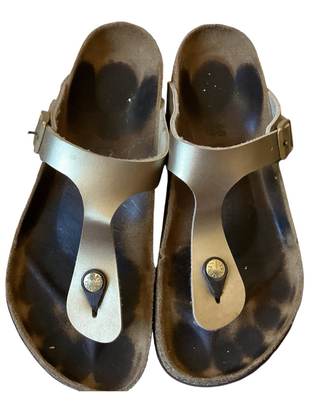 Birkenstock Gold Metallic Gizeh T-Strap Sandals Size 40/9